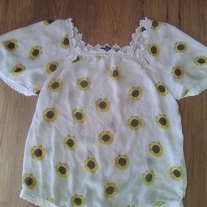 Pretty Sheer Sunflower Print Top